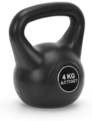 Image de ACTIGET Kettlebell 4 kg - Poids en forme de boule en ABS pour exercices de musculation, haltère d'entraînement, boule noire