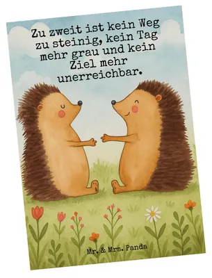 Produktbild von Mr. & Mrs. Panda Postkarte Hochzeit Igel Design - Weiß - Geschenk, Ansichtskarte, Pärchen, einzelkarte, Ansichtskarten, Freundin, Postkarten, Liebe, Hochzeitskarte