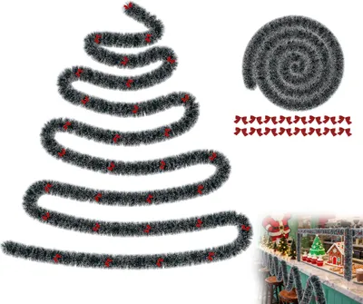 Produktbild von LZQ Weihnachtsgirlande Grün mit Weißer Kante & Schleifen Künstliche Tannengirlande, Weich & Echt-Look, Innen & Außen, 10m