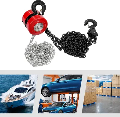 Produktbild von Handkettenzug - Kettenzug - Tragfähigkeit 2 t (2000 kg) - Hubhöhe 3 m - Hakenöffnung 3,4 cm - Manganstahl & Legierter Stahl - Manuell - Rot