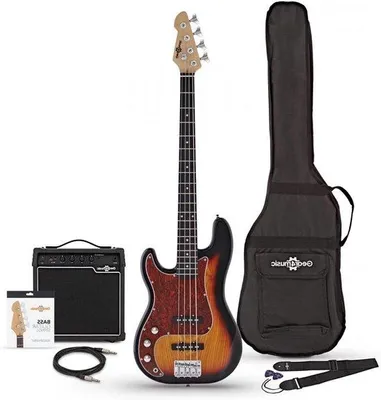 Produktbild von Elektrische E-Basgitarre Set mit Versterker - 4 Saiten - Sonnenblumenfarbe