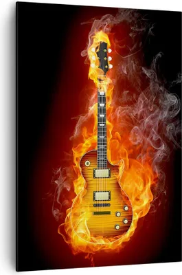 Produktbild von Bild auf Leinwand - Leinwandbild - Einteilig - Feuer Gitarre Instrument - 70x100cm - Wand Bild - Wanddeko - Wandbilder - Leinwanddruck - Wanddekoration - Leinwand bilder - Wandbild - PA70x100-0197