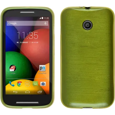 Produktbild von PhoneNatic Case kompatibel mit Motorola Moto E - pastellgrün Silikon Hülle brushed + 2 Schutzfolien