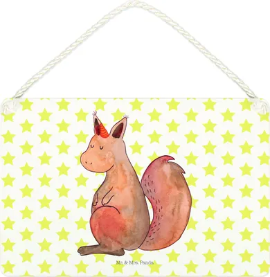 Produktbild von Mr. & Mrs. Panda Wandbild Holz Einhorn Glauben DIN A4 - Weiß - Geschenk, Türschild, holzbild, Schild, wandtafel, kleine aufmerksamkeit, Eichhorn, Einhörnchen, Einhörner