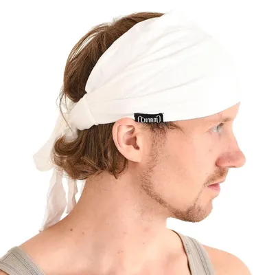 Image de CHARM, bandeau pour hommes, type bandana, foulard pour la tête, bandeau pour femmes, blanc
