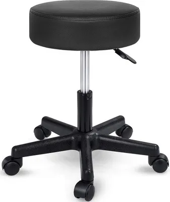 Produktbild von Famanu Drehhocker höhenverstellbar - 360° drehbar, 10 cm dickes Kissen, schwarz