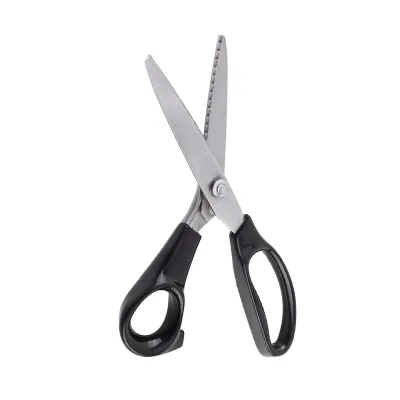 Produktbild von Zackenschere 23cm, Edelstahl & rund/dreieckig, 3-7mm Zahnabstand, für Stoff & Leder – professionelles Nähzubehör