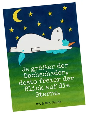 Produktbild von Mr. & Mrs. Panda Postkarte Einhorn Sternenhimmel Design - Weiß - Geschenk, Sterne, einzelkarte, Postkarten, Unicorn, Ansichtskarten, Einhörner, Verrückt, Ansichtskarte