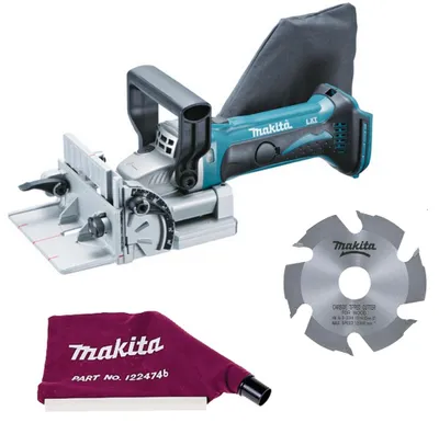 Produktbild von Makita Akku-Nutfräse DPJ180Z 18 V solo im Karton Staubsack Nutfräser 100 mm
