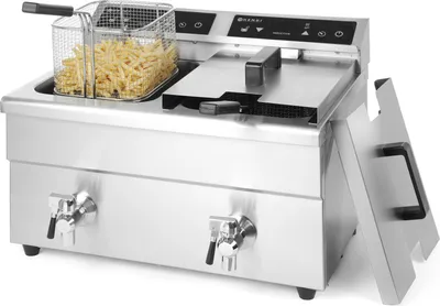 Zdjęcie produktu dla Hendi 215029, Frytkownica, 16 l, Podwójny, Srebrny, Przyciski, Autonomiczny