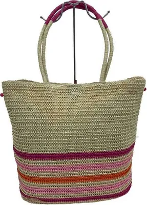 Produktbild von Strandtasche - rosa gestreift - ca. 35 x 13 x 42 cm