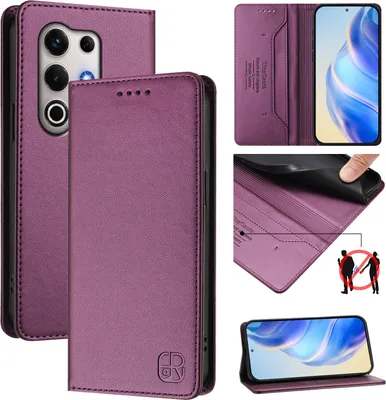 Produktbild von Lederhülle für itel S25 Ultra Hülle Flip Brieftasche Kartenfächern Ständer Schutzhülle Lila