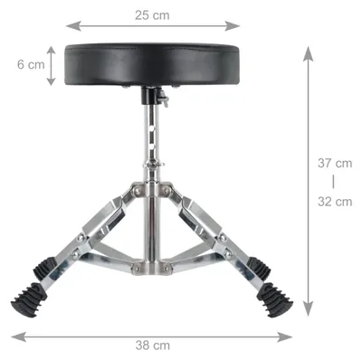 Immagine prodotto di XDrum Sgabello per batteria Junior - Sgabello per batteria per bambini - Regolabile in altezza su 3 livelli da 32 cm a 37 cm - Robusti piedini in gomma per una perfetta stabilità