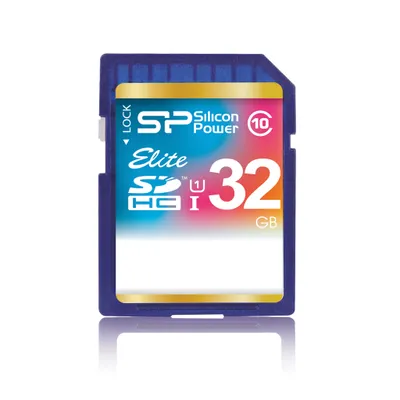 Produktbild von Silicon Power Elite UHS-I, 32GB, 32 GB, SDHC, Klasse 10, 40 MB/s, 15 MB/s, Blau