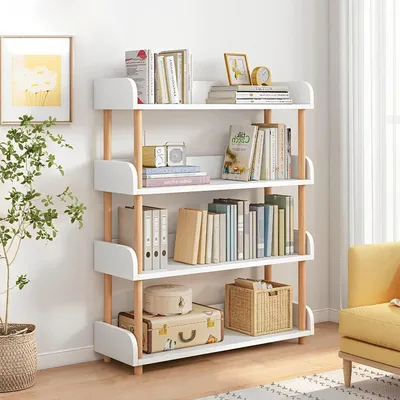 Immagine prodotto di Libreria a 4 ripiani, struttura aperta in legno massello, colore bianco