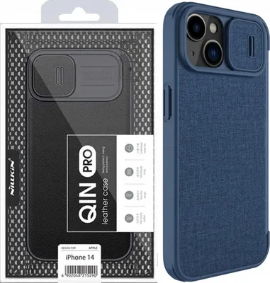 Immagine prodotto di Nillkin Qin Cloth Pro Case Custodia per Iphone 14 Plus Camera Cover Custodia a fondina con patta Blu