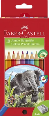 Zdjęcie produktu dla Kredki Faber-Castell Jumbo 10 sztuk + temperówka