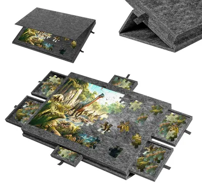 Immagine prodotto di Tavolo per puzzle ribaltabile da 1500 pezzi con 6 cassetti, tavola per puzzle 2-in-1, 90x63 cm, colore grigio