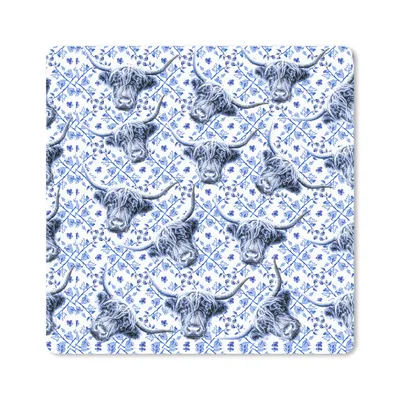 Produktbild von MuchoWow® Mauspad Mousepad Schottischer Highlander - Kuh - Delfter Blau 30x30 cm - Mousepads - Maus Mat - Pad - Mausunterlage - Gaming