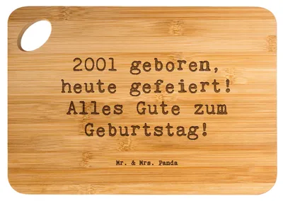 Produktbild von Mr. & Mrs. Panda Holzbrett Spruch 2001 Geburtstag - Transparent - Geschenk, Geburtstagsgeschenk, Brett, holzschneidebrett, Jahrgang, Geburtstagsgruß, Schneidebrett, Alter