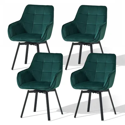 Produktbild von CLIPOP Esszimmerstühle 2er Set, Esszimmerstühle Drehbar Küchenstuhl mit mit Armlehnen, Samt gepolsterte Sessel für Esszimmer Küche, Grün