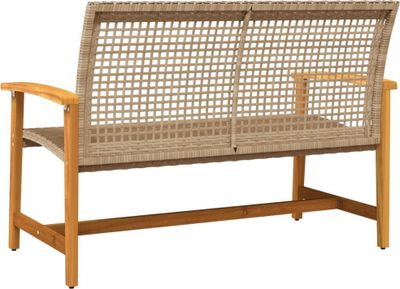 vidaXL Gartenbank Beige 112 cm Poly Rattan und Akazienholz