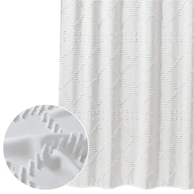 Produktbild von Wasserdicht Duschvorhang 180x180cm, Badewanne Vorhang für Badezimmer mit 12 Duschvorhangring, Weiß A