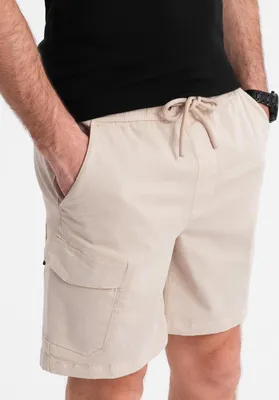 Zdjęcie produktu dla Ombre Clothing Męskie szorty lniane Raylan kremowe XXL