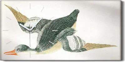 Produktbild von Leinwand Wanduhr Wandkunst Uhr Geräuschlos 60x30 Zeichnung Tier Vogel Ente Kunst - weiße Hände