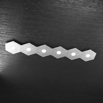 Immagine prodotto di Plafoniera Moderna Hexagon Metallo Foglia Argento 6 Luci Led 12X6W