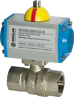 Produktbild von Riegler Messingkugelhahn, pneumat. Stellantrieb doppeltwirkend, Rp 2