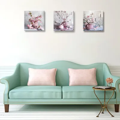 Produktbild von Famanu HD Canvasbilder - rosa Blumen - 3 Stück - 30x30cm
