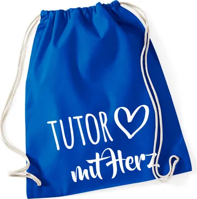 Produktbild von Huuraa Turnbeutel Tutor mit Herz 12 Liter Bright Royal Baumwolle Rucksack Geschenkidee