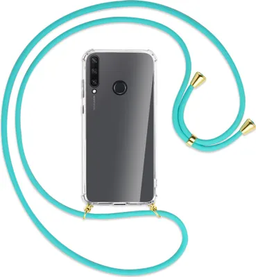 Produktbild von Handykette Backcover-Schutzhülle mit Band (Metall goldfarben) für Huawei Y6p - türkis