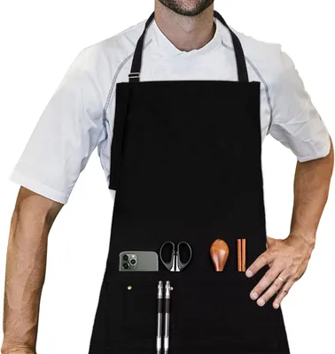 Imagen del producto de Delantales de cocina, 100% algodón, 70 x 85 cm, con cuello ajustable, para uso en la cocina
