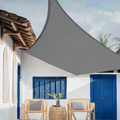 Produktbild von Ibenzoa® Rechteckiges Sonnensegel aus Polyester – wasserdicht, 95% UV-Schutz, Grau, doppellagige Nähte, Edelstahl-D-Ringe & 4 Befestigungsseile, für Terrasse/Balkon/Pool