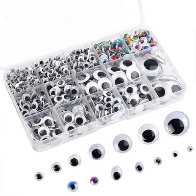 Image de TRANKIELO® - 1150 yeux mobiles adhésifs pour projets de bricolage – Différentes tailles, de 5 mm à 25 mm – Idéal pour les activités créatives