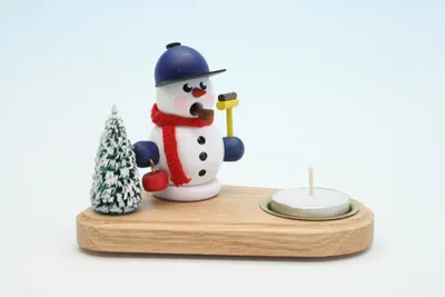 Productafbeelding van Kaarsenhouder met theelicht en curlingfiguur, wit, hoogte 14 cm, nieuw