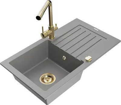 Produktbild von Mexen Pablo 1 Becken-Granitspüle mit Abtropffläche und Mischbatterie Duero, Grau - 6510-71-671600-50