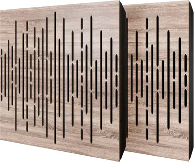 Obrázok produktu pre Sada 6 akustických panelov WAVE, potiahnutých zamatom, rozmer 50x50x5 cm, farba Sonoma/čierna – vrátane montážnej sady