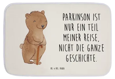 Produktbild von Mr. & Mrs. Panda Teppich Bad Bär Parkinson - Weiß - Geschenk, duschmatte, Badezimmerteppich, Neurodegenerative Erkrankung, Morbus, Badematte, Badläufer, Badvorleger