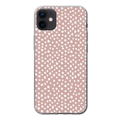 Produktbild von MuchoWow® Handyhülle Schutzhülle Hülle für iPhone 12 mini Polka dots - Weiß - Rosa Silikon Softcase Handy Hülle - Bild