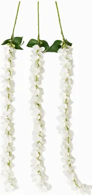 Produktbild von 3er Set Künstliche Blauregen Girlande 115cm - Wisteria Kunstblumen Hängend in Weiß - Realistische Blumendeko für Hochzeit, Bogen, Party & Wand
