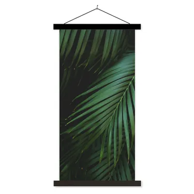 Produktbild von MuchoWow® Textilposter Palmenblätter - Palmen - Tropisch 60x120 cm mit schwarzem Rahmen - Magnete