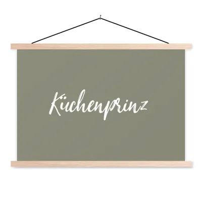 Produktbild von MuchoWow® Textilposter Zitate - Küchenprinz - Sprichwörter - Männer 60x40 cm mit holzfarbenen Rahmen - Bilder