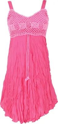Produktbild von Boho Minikleid, Häkelkleid, Sommerkleid, Strandkleid - Hibiskus, Damen, Pink, Viskose, Kleider