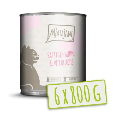 Produktbild von MjAMjAM saftiges Huhn und Wildlachs, Adult, jede Rasse, Huhn, Lachs, 800 g, Getreidefrei