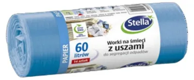 Zdjęcie produktu dla Stella Worki na śmieci z uszami do segregacji odpadów PAPIER 60L14szt niebieskie