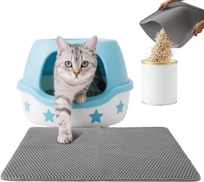 Immagine prodotto di Tappetino anti-gatto 55x75 cm, tappetino anti-gatto a doppia fila, grande, permeabile all'acqua e all'urina, antiscivolo, tappetino anti-gatto facile da pulire per il pavimento