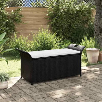 Produktbild von vidaXL Truhenbank mit Polster 138 cm Poly Rattan Braun